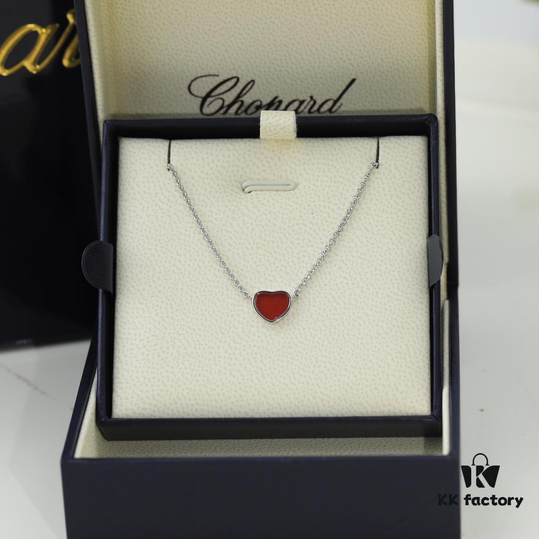 Chopard Necklace: Lucky Chopard with Iconic Moving Diamonds in Electroplated 18K Rose Gold, Adjustable Heart Pendant with Original Logo and Authentic Tag