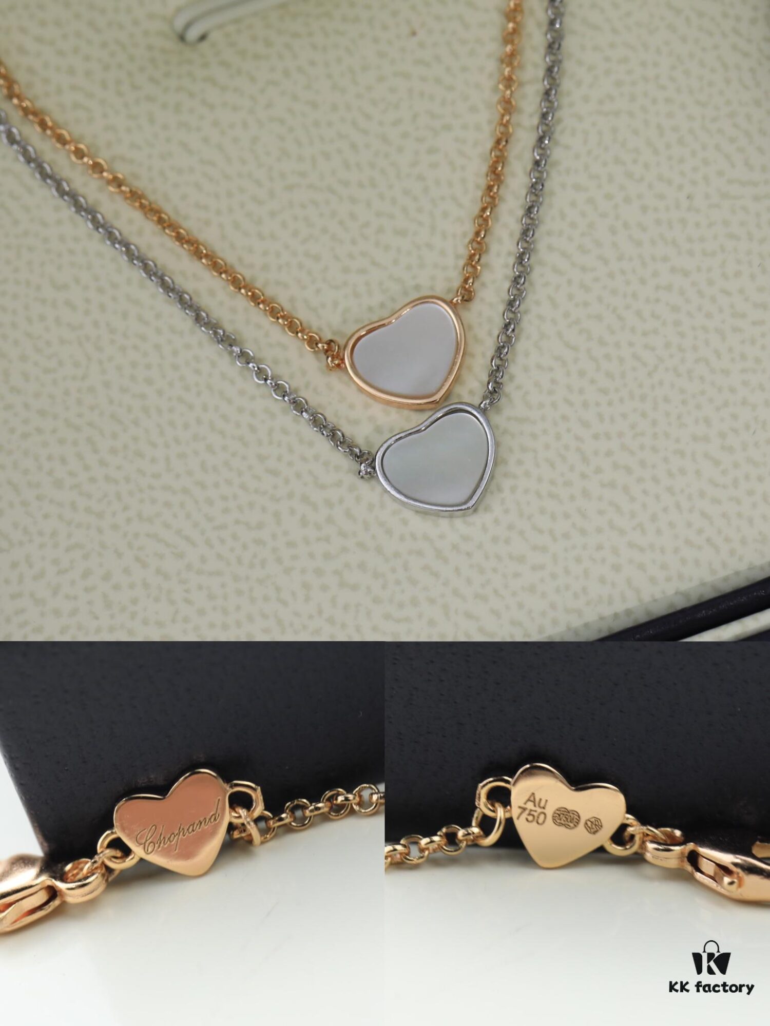 Chopard Necklace – Chopard Love Pendant with Iconic Dancing Diamonds, 18K Rose Gold Plated, Adjustable Chain, Original Logo and Tag