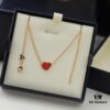 Chopard Necklace: Lucky Chopard with Iconic Moving Diamonds in Electroplated 18K Rose Gold, Adjustable Heart Pendant with Original Logo and Authentic Tag