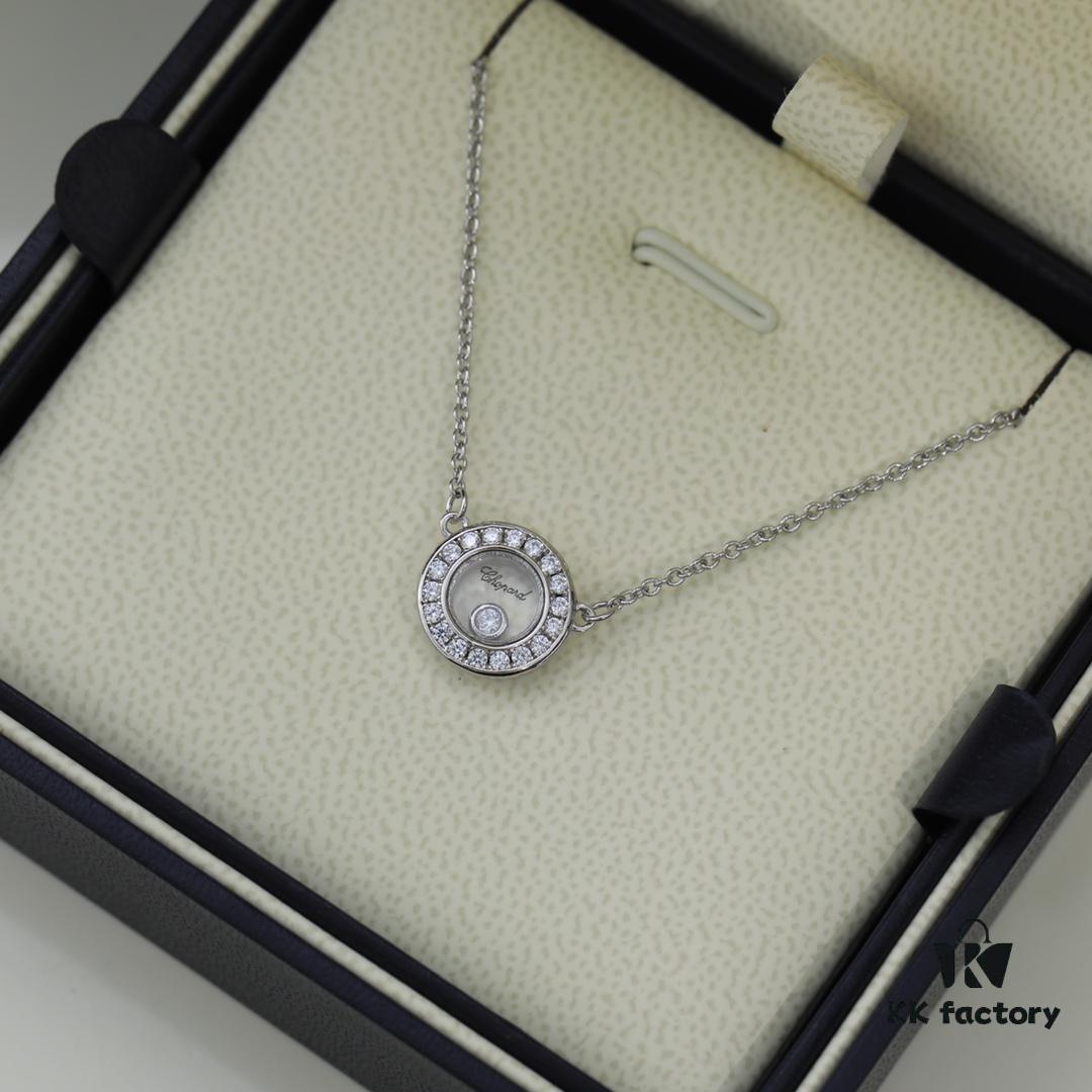 Chopard Necklace: Luck and the Brand's Iconic Moving Diamonds, 18K Rose Gold, Original Logo, Authentic Tag, Adjustable Length