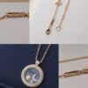 Chopard High-Version CNC Craft Necklace with Sun, Moon and Stars, 18K Rose Gold Original Logo, Adjustable Length, Featuring Brand's Iconic Moving Diamond Inside Glass