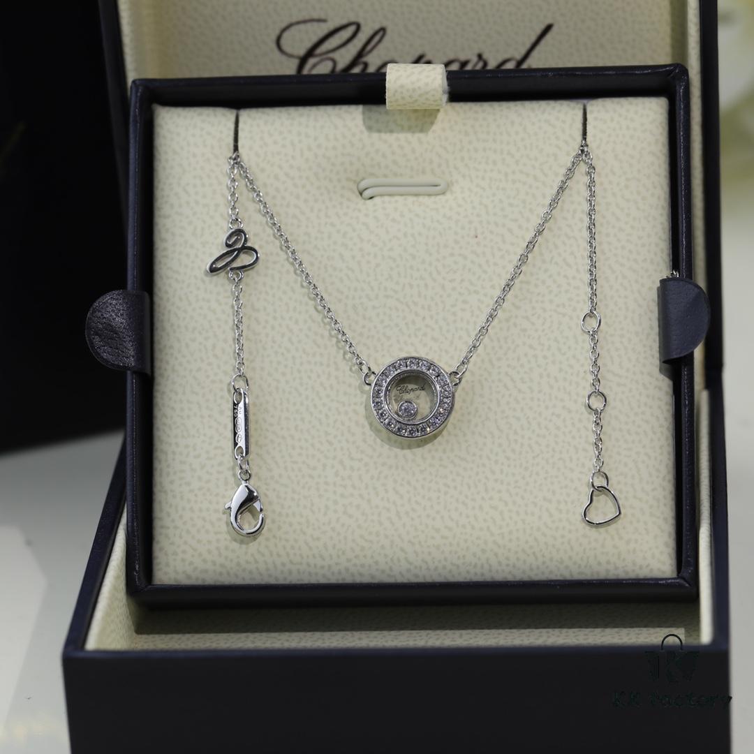 Chopard Necklace: Luck and the Brand's Iconic Moving Diamonds, 18K Rose Gold, Original Logo, Authentic Tag, Adjustable Length