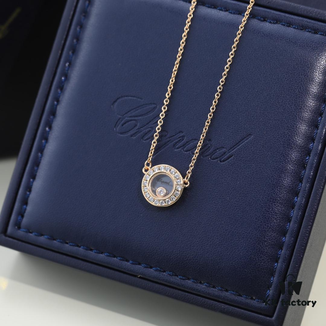 Chopard Necklace: Luck and the Brand's Iconic Moving Diamonds, 18K Rose Gold, Original Logo, Authentic Tag, Adjustable Length