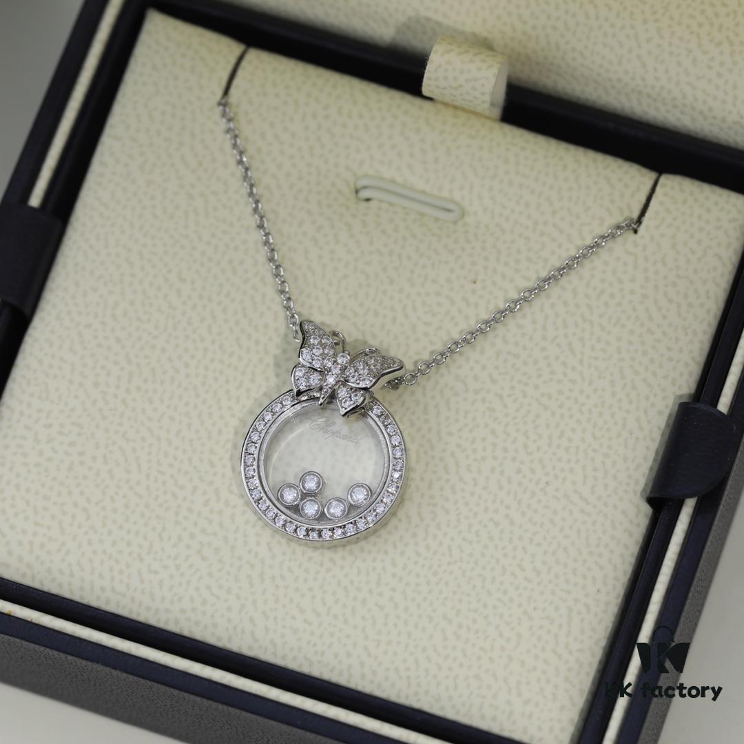 Chopard 👼 Chopard Necklace with Lucky and Iconic Moving Diamonds, 18K Rose Gold, Original Logo, Adjustable Chain Length