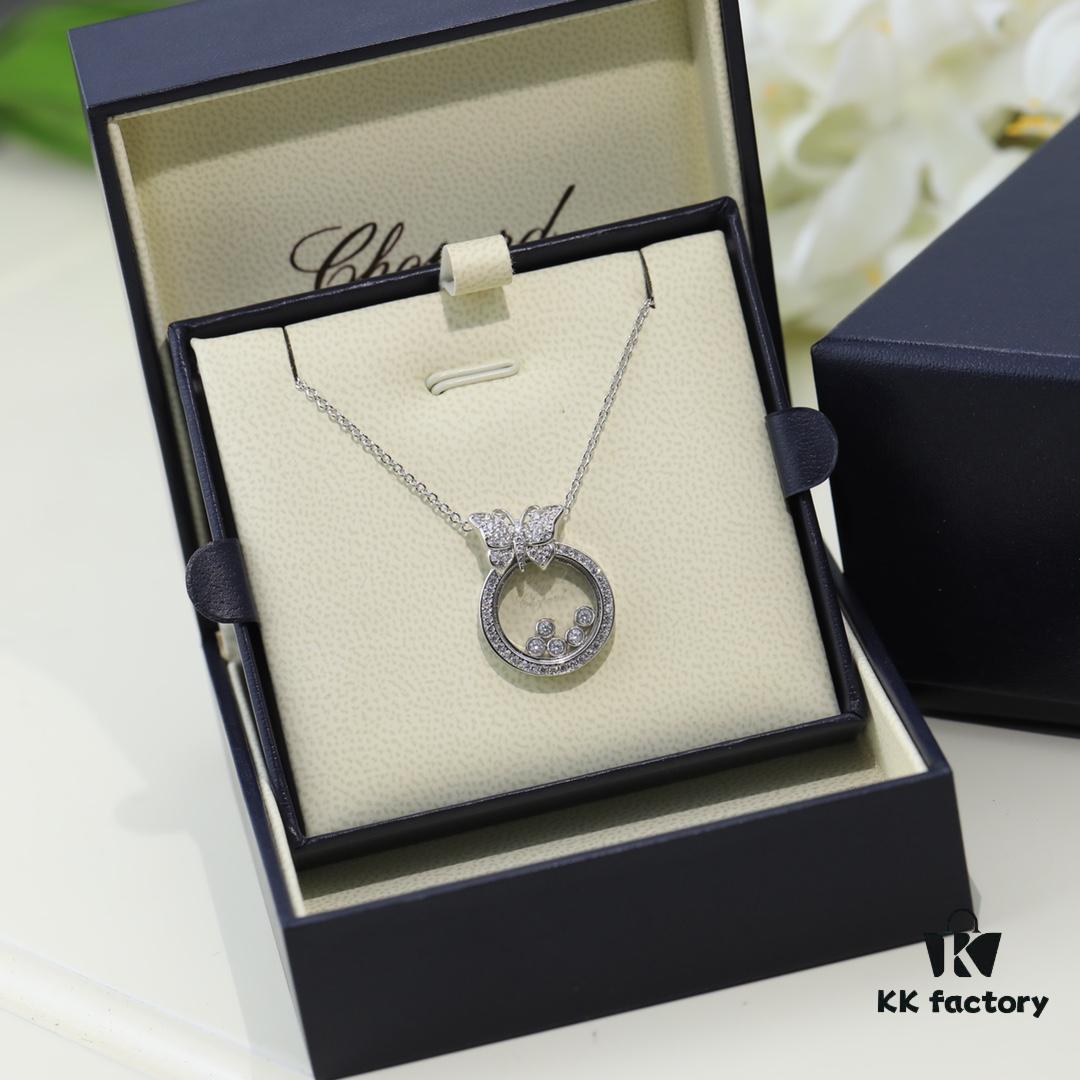 Chopard 👼 Chopard Necklace with Lucky and Iconic Moving Diamonds, 18K Rose Gold, Original Logo, Adjustable Chain Length