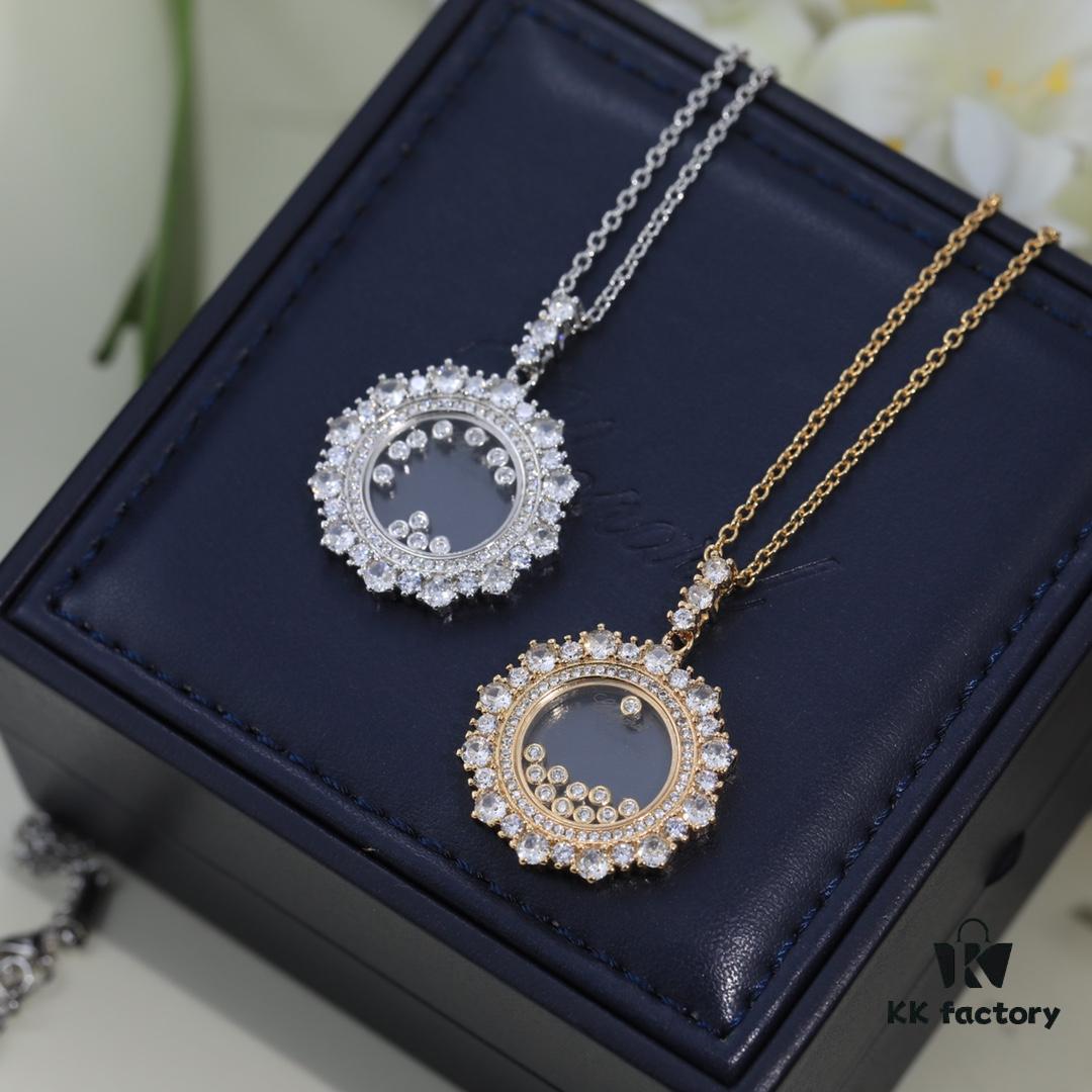 Chopard Necklace: Chopard's Luck and Iconic Moving Diamond, 18K Rose Gold, Original Logo and Authentic Tag, Adjustable Length, Chopard Heart Necklace