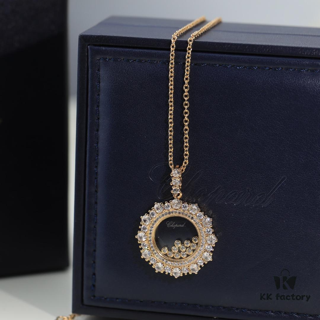 Chopard Necklace: Chopard's Luck and Iconic Moving Diamond, 18K Rose Gold, Original Logo and Authentic Tag, Adjustable Length, Chopard Heart Necklace
