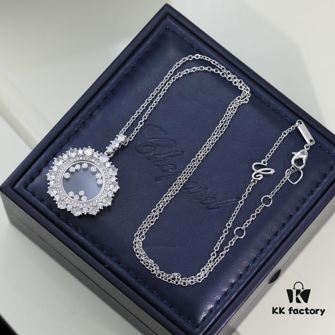 Chopard Necklace: Chopard's Luck and Iconic Moving Diamond, 18K Rose Gold, Original Logo and Authentic Tag, Adjustable Length, Chopard Heart Necklace