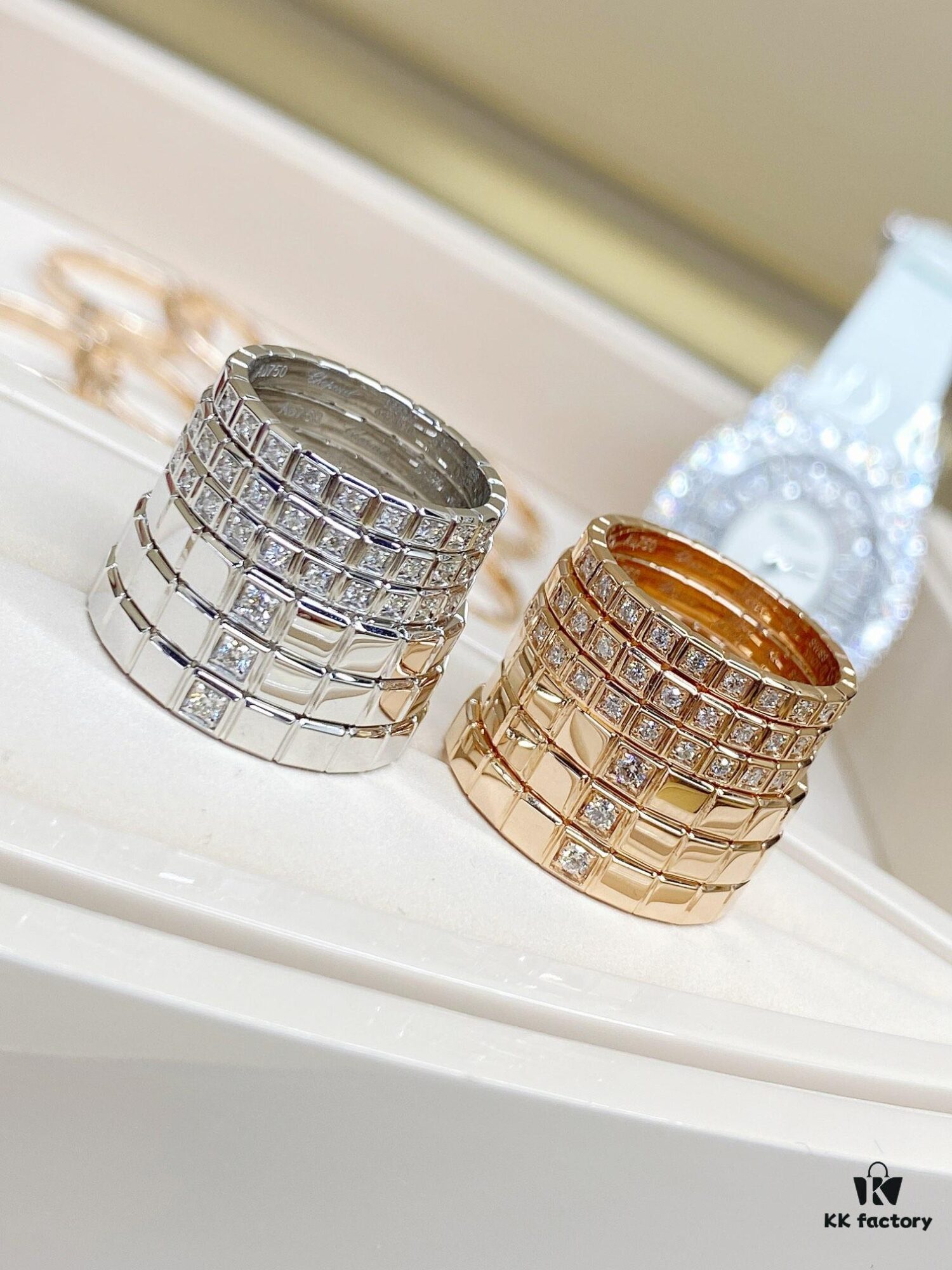 New Arrival ♥️ Chopard Happy Diamonds Square Candy Couple Ring 💍