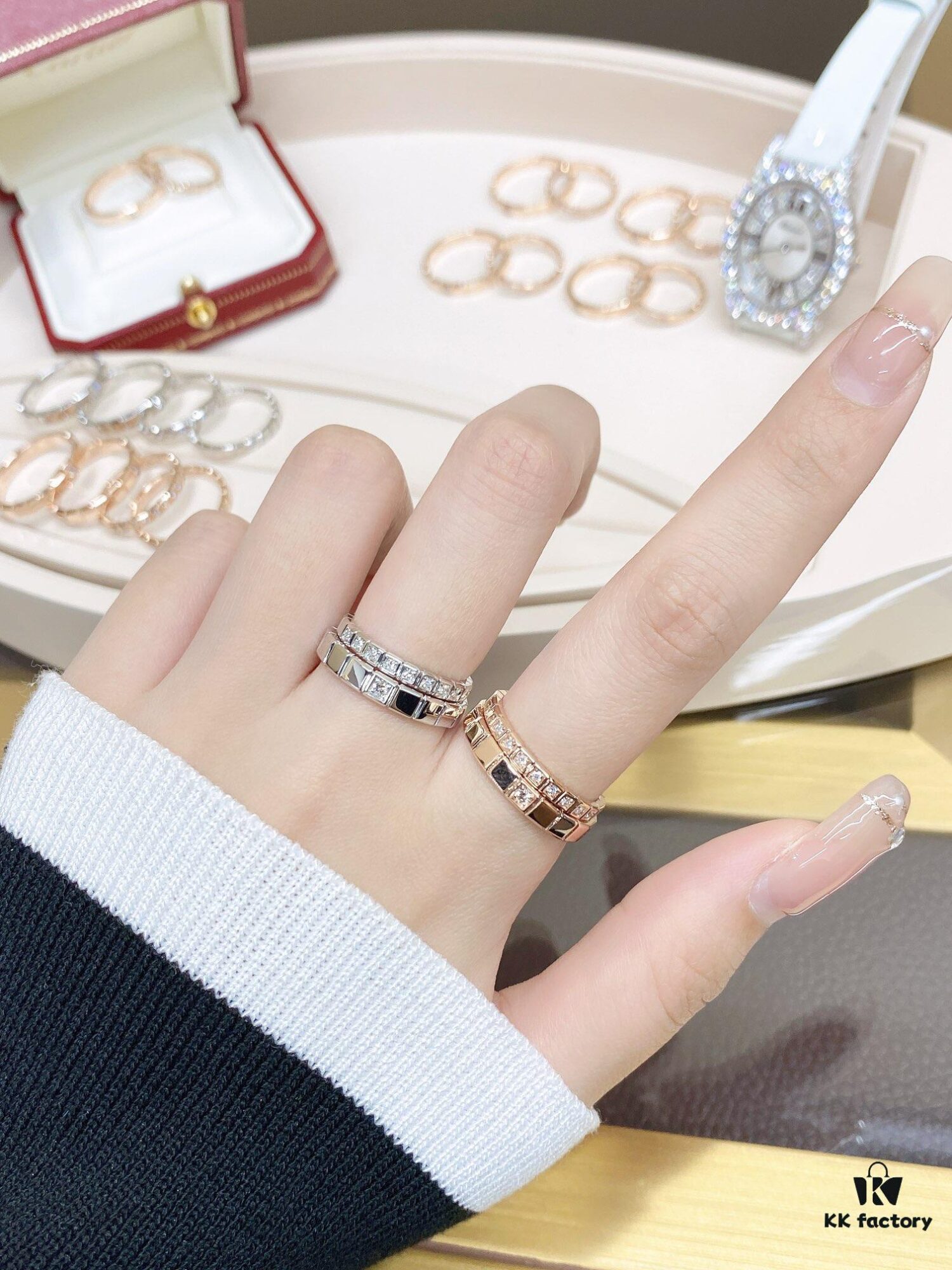 New Arrival ♥️ Chopard Happy Diamonds Square Candy Couple Ring 💍