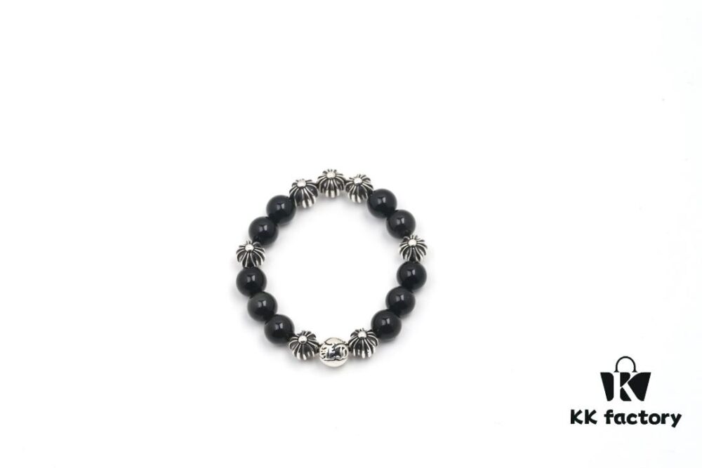 Chrome Hearts Obsidian Bracelet Full Bead Cross Design