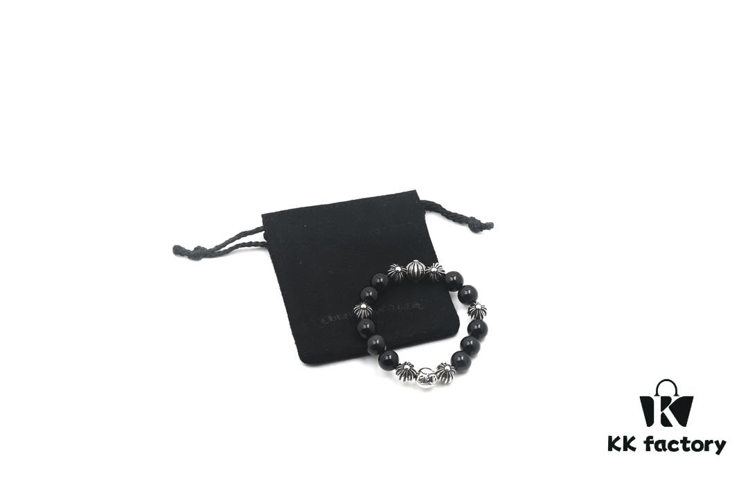 Chrome Hearts Obsidian Bracelet Full Bead Cross Design