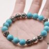 Chrome Hearts Turquoise Bracelet with Full Bead Cross Design
