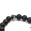 Chrome Hearts Obsidian Bracelet with Cross and Ball Detail