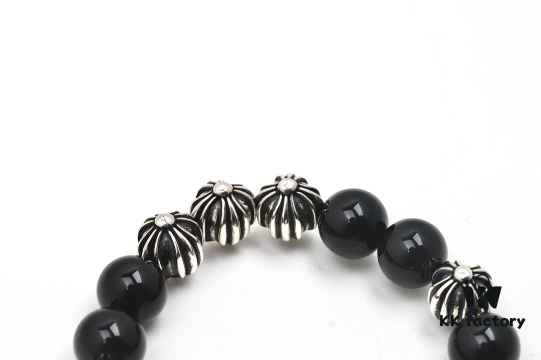 Chrome Hearts Obsidian Bracelet Full Bead Cross Design