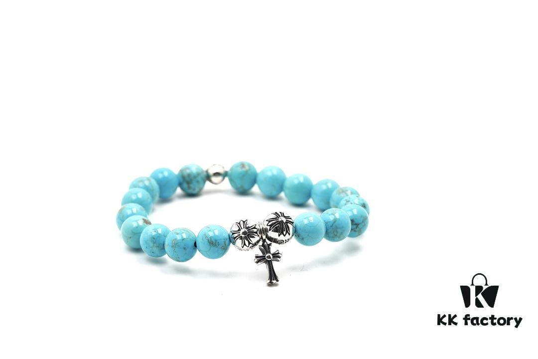Chrome Hearts Turquoise Bracelet with Crossflower Detail