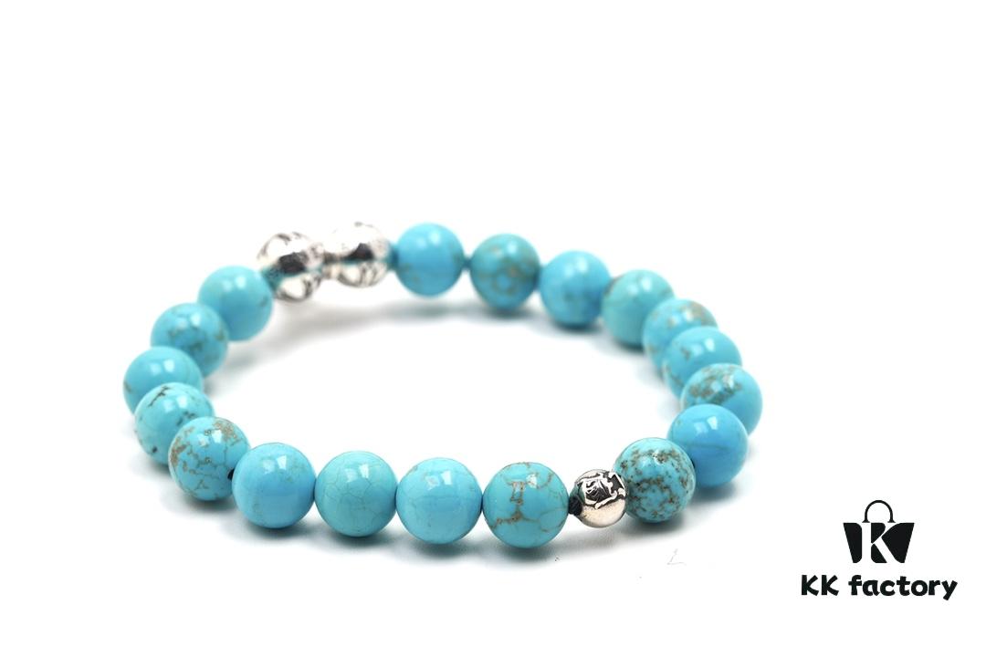 Chrome Hearts Turquoise Bracelet with Crossflower Detail