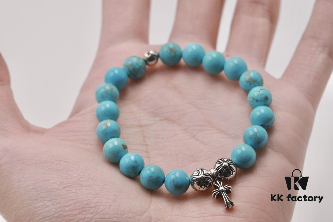 Chrome Hearts Turquoise Bracelet with Crossflower Detail