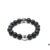 Chrome Hearts Obsidian Bracelet with Double Silver Beads