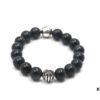 Chrome Hearts Obsidian Bracelet with Double Silver Beads