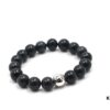 Chrome Hearts Obsidian Bracelet with Single Silver Bead