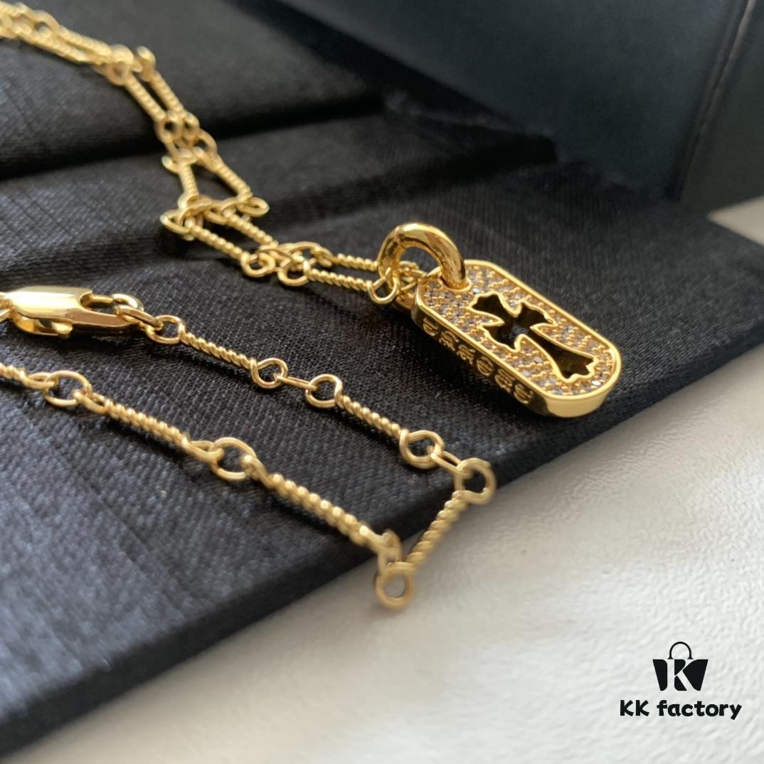 Kuroki Must-Have Streetwear Item: Fully Diamond-Encrusted Hollow Cross Cube Necklace