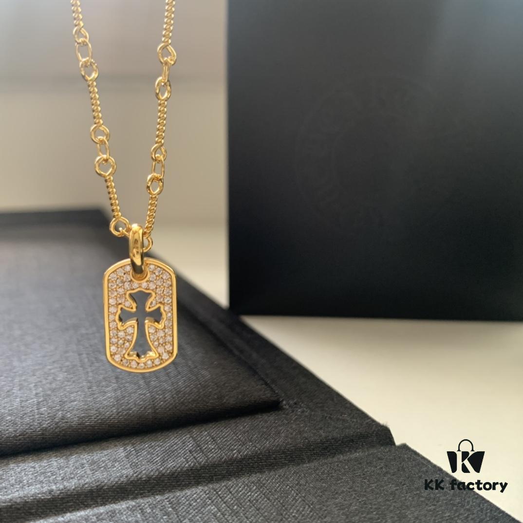 Kuroki Must-Have Streetwear Item: Fully Diamond-Encrusted Hollow Cross Cube Necklace