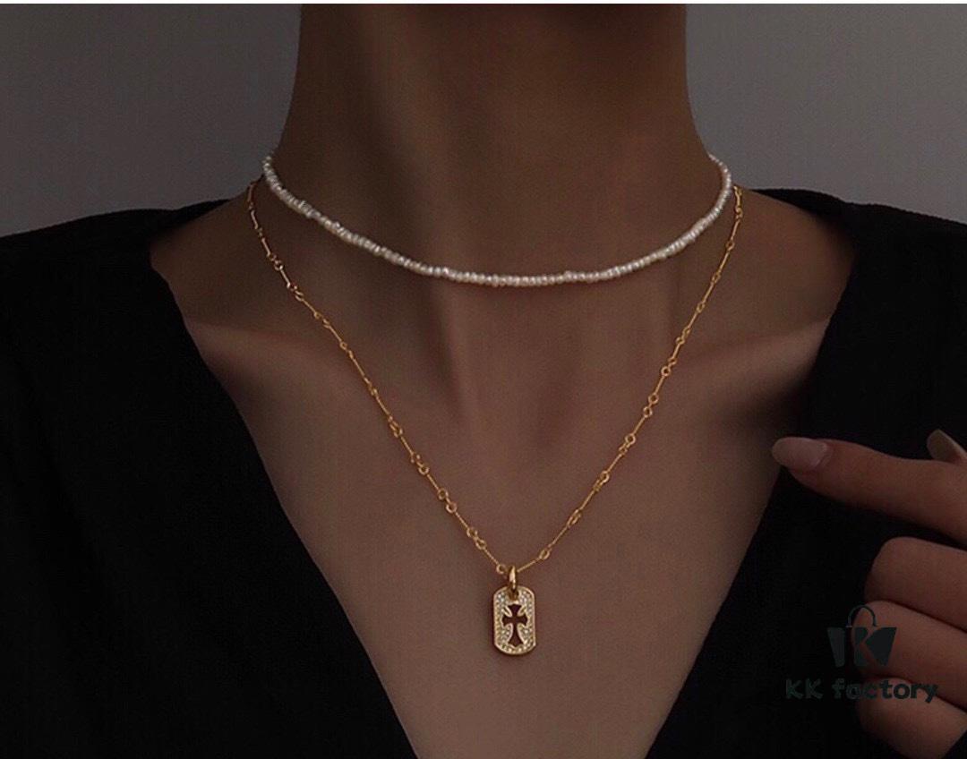 Kuroki Must-Have Streetwear Item: Fully Diamond-Encrusted Hollow Cross Cube Necklace