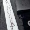 Essential for Fashion-Forward Individuals: Double Cross Silver Necklace, Polished and Diamond-Faced, Reversible and Detachable Design