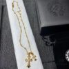Kuroshin Trendy Essential Item: Double Cross Gold Necklace with Diamond and Polished Surfaces, Reversible and Detachable Design