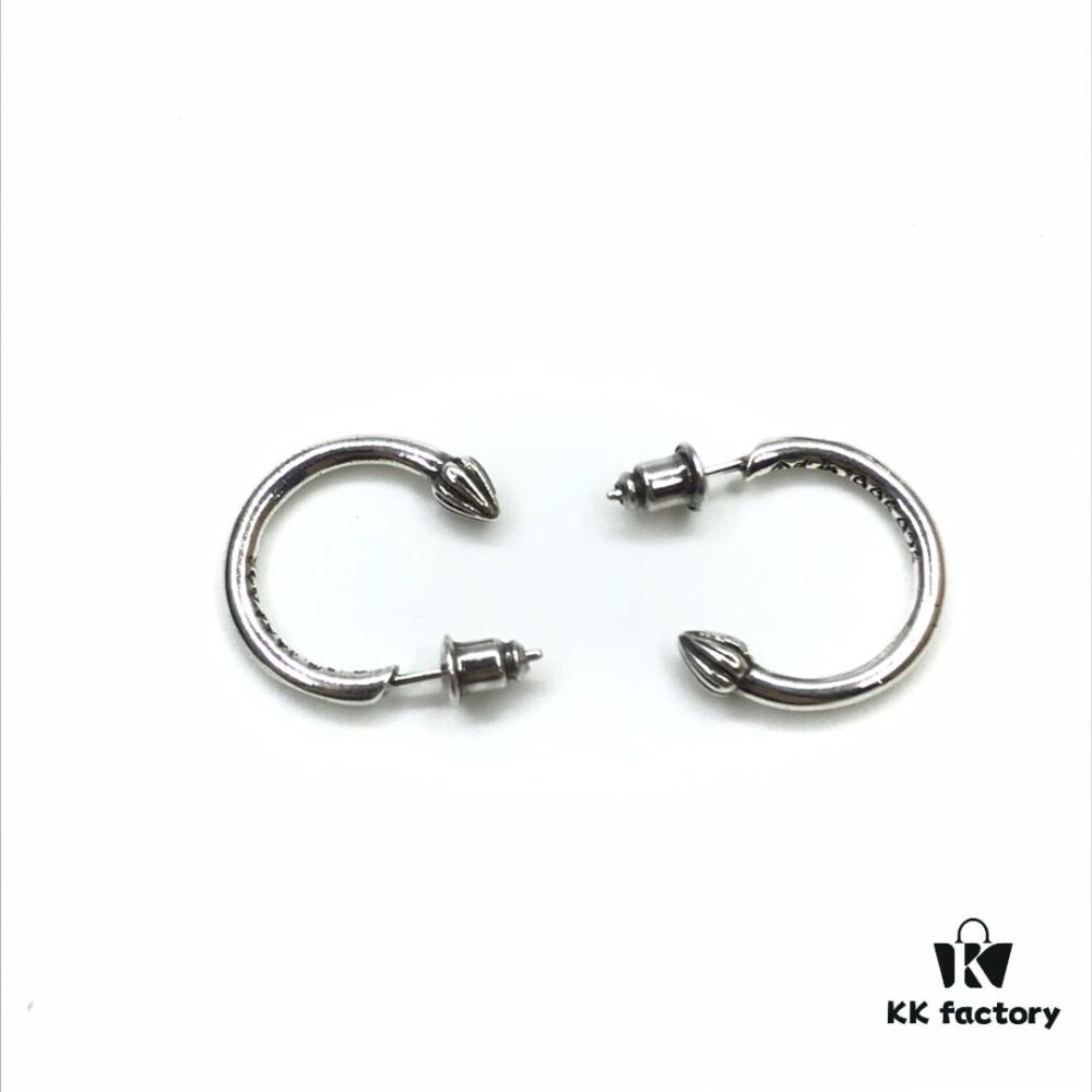 Chrome Hearts ❤️ New Cross Stud Earrings, C-Shaped Cross Flower Studs, Cross Flower Earrings, C-Shaped Bud Earrings