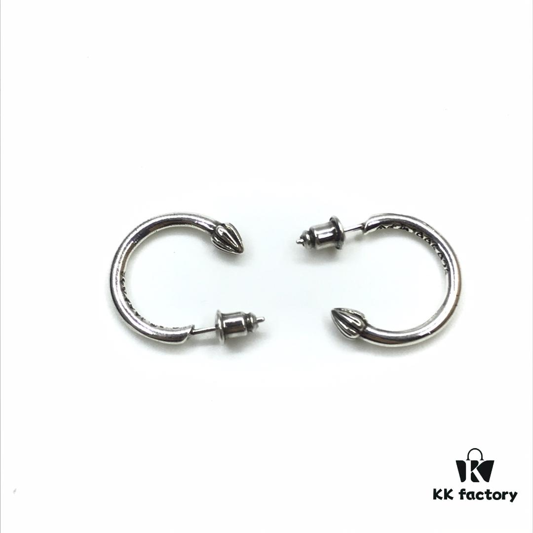 Chrome Hearts ❤️ New Cross Stud Earrings, C-Shaped Cross Flower Studs, Cross Flower Earrings, C-Shaped Bud Earrings