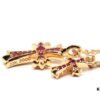 Chrome Hearts 22K Gold Plated Red Diamond Double Cross Necklace