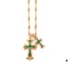 Chrome Hearts 22K Gold-Plated Green Diamond Double Cross Necklace
