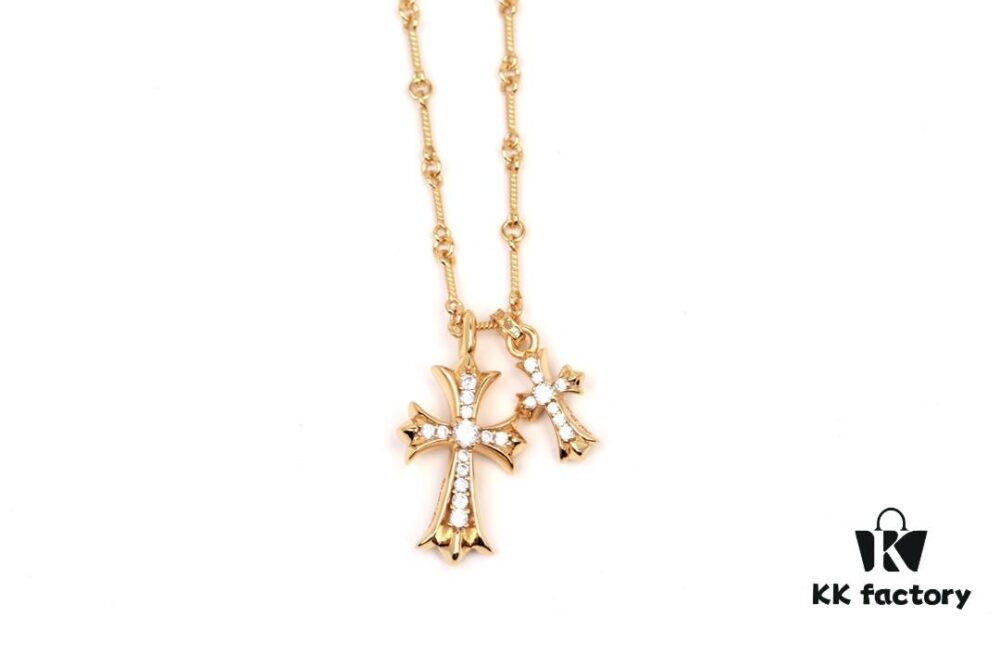 Chrome Hearts 22K Gold-Plated Double Cross Necklace