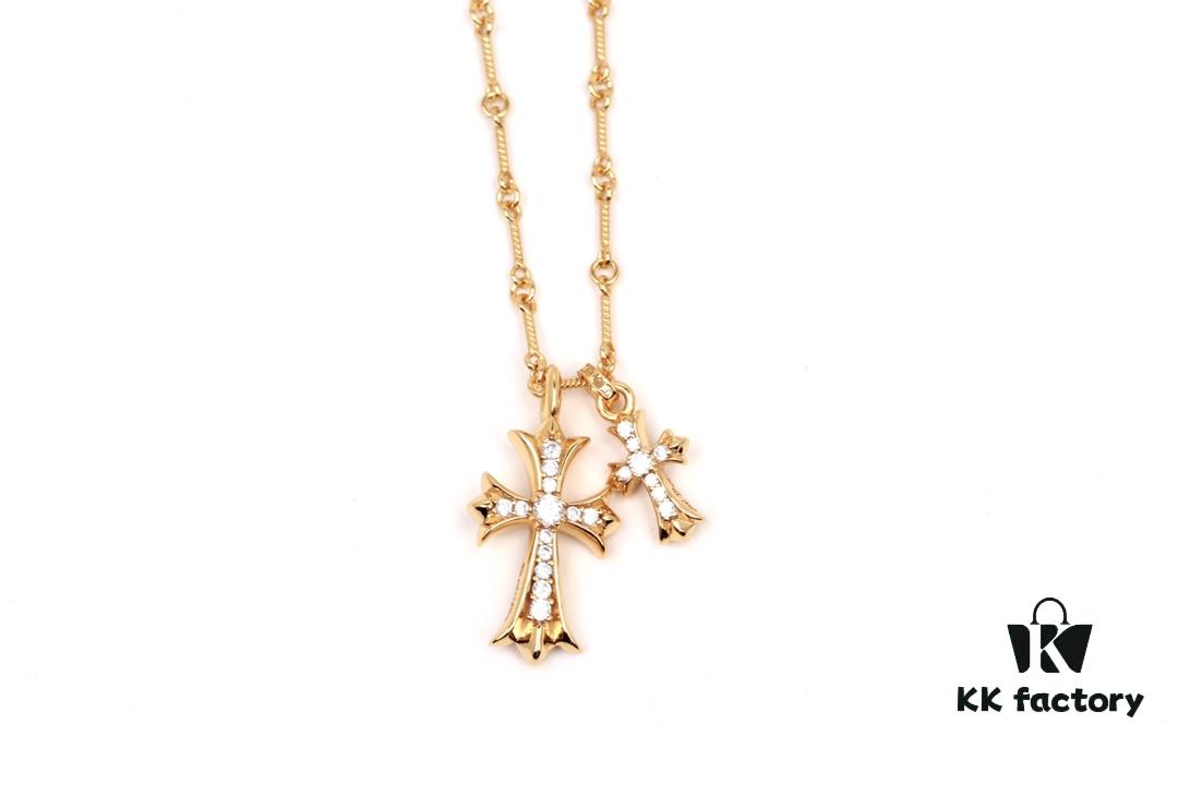Chrome Hearts 22K Gold-Plated Double Cross Necklace