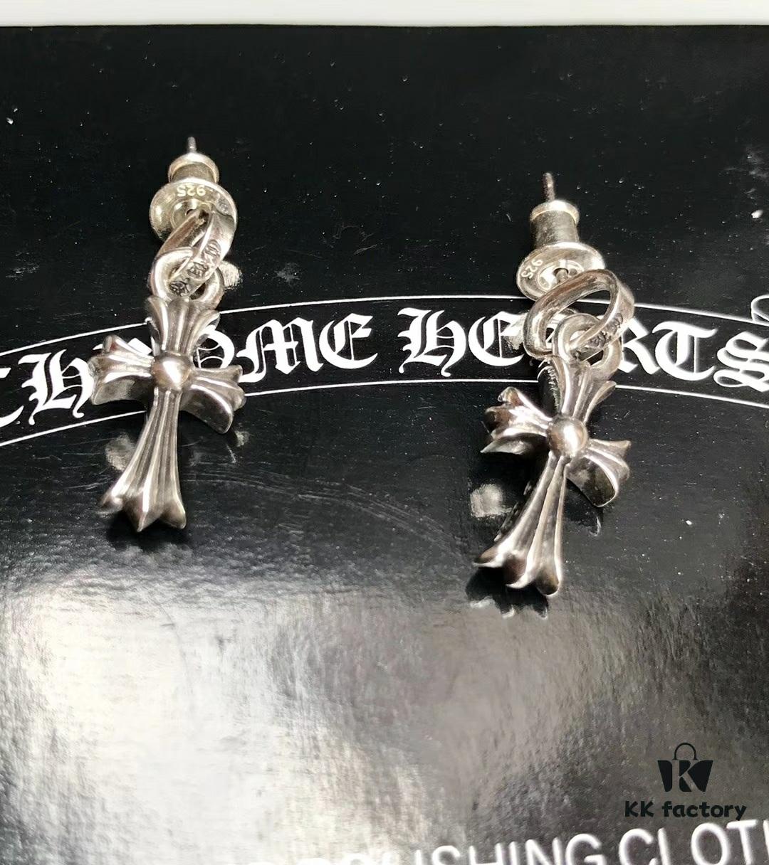 Chrome Hearts Cross Earrings, Classic Style, S925 Sterling Silver