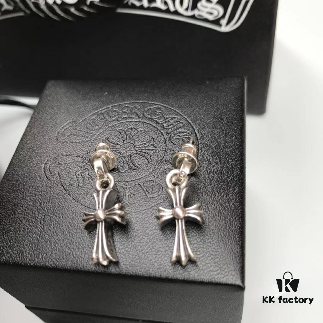 Chrome Hearts Cross Earrings, Classic Style, S925 Sterling Silver