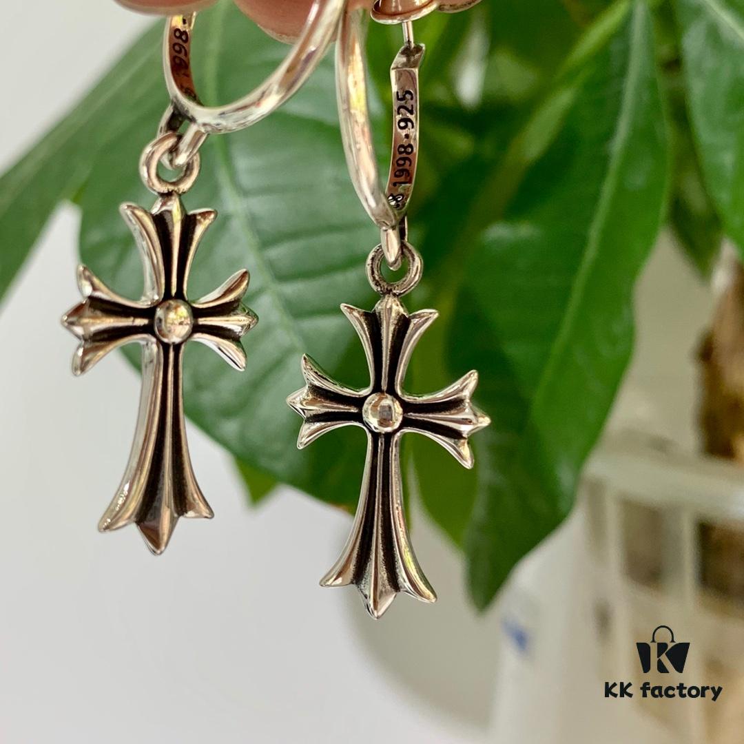 Luo Xin Cross Earrings! The Hottest Style Among Today's Internet Celebrities! S925 Sterling Silver with Full Original Packaging