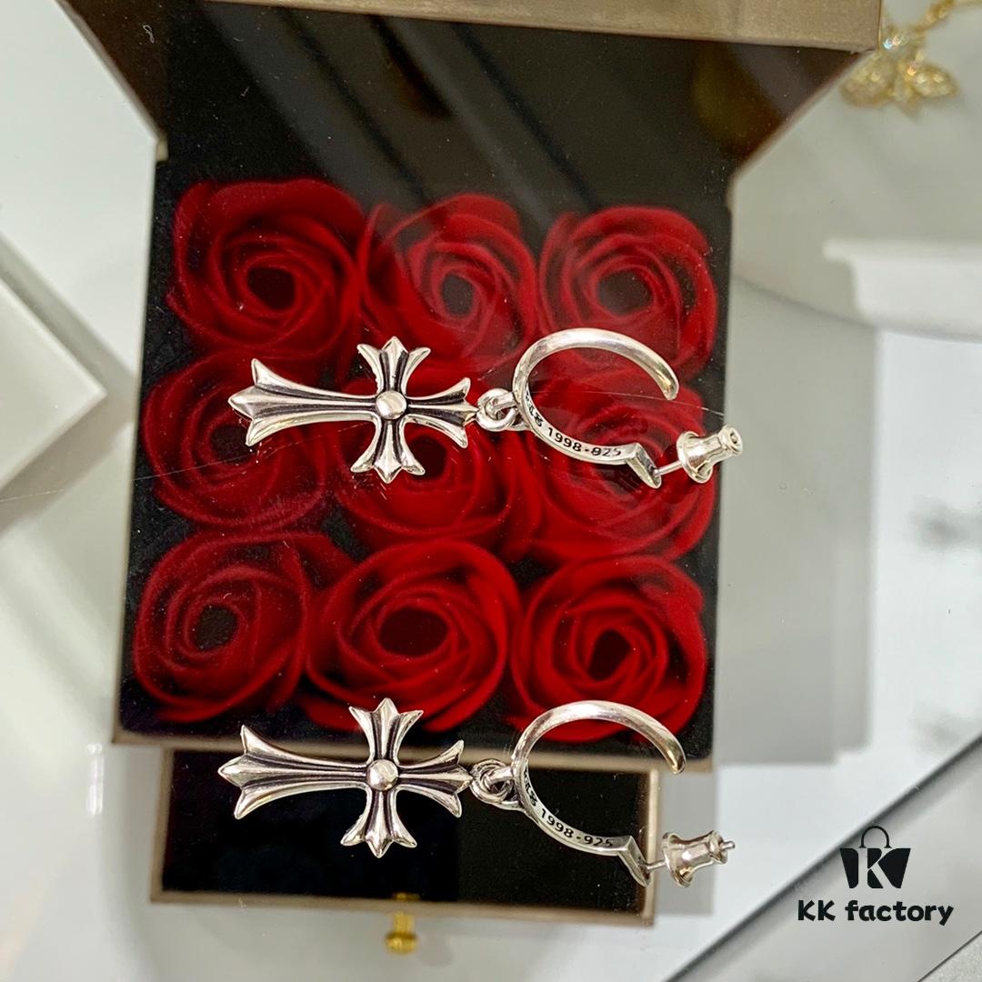 Luo Xin Cross Earrings! The Hottest Style Among Today's Internet Celebrities! S925 Sterling Silver with Full Original Packaging