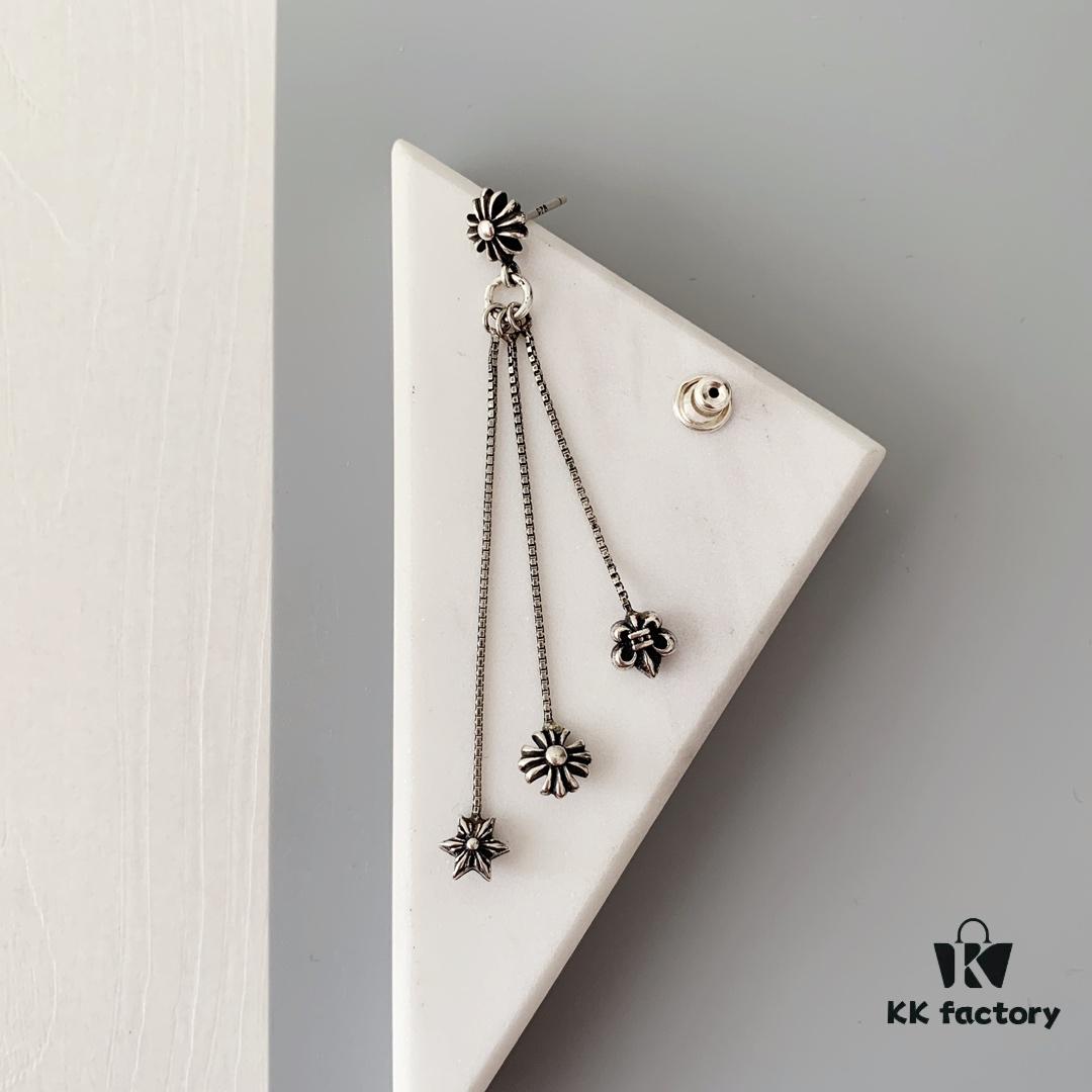 Chrome Hearts JoJo Three-Tassel Stud Earrings! Classic Style! Versatile and Flattering! Made of S925 Sterling Silver! Original Quality!