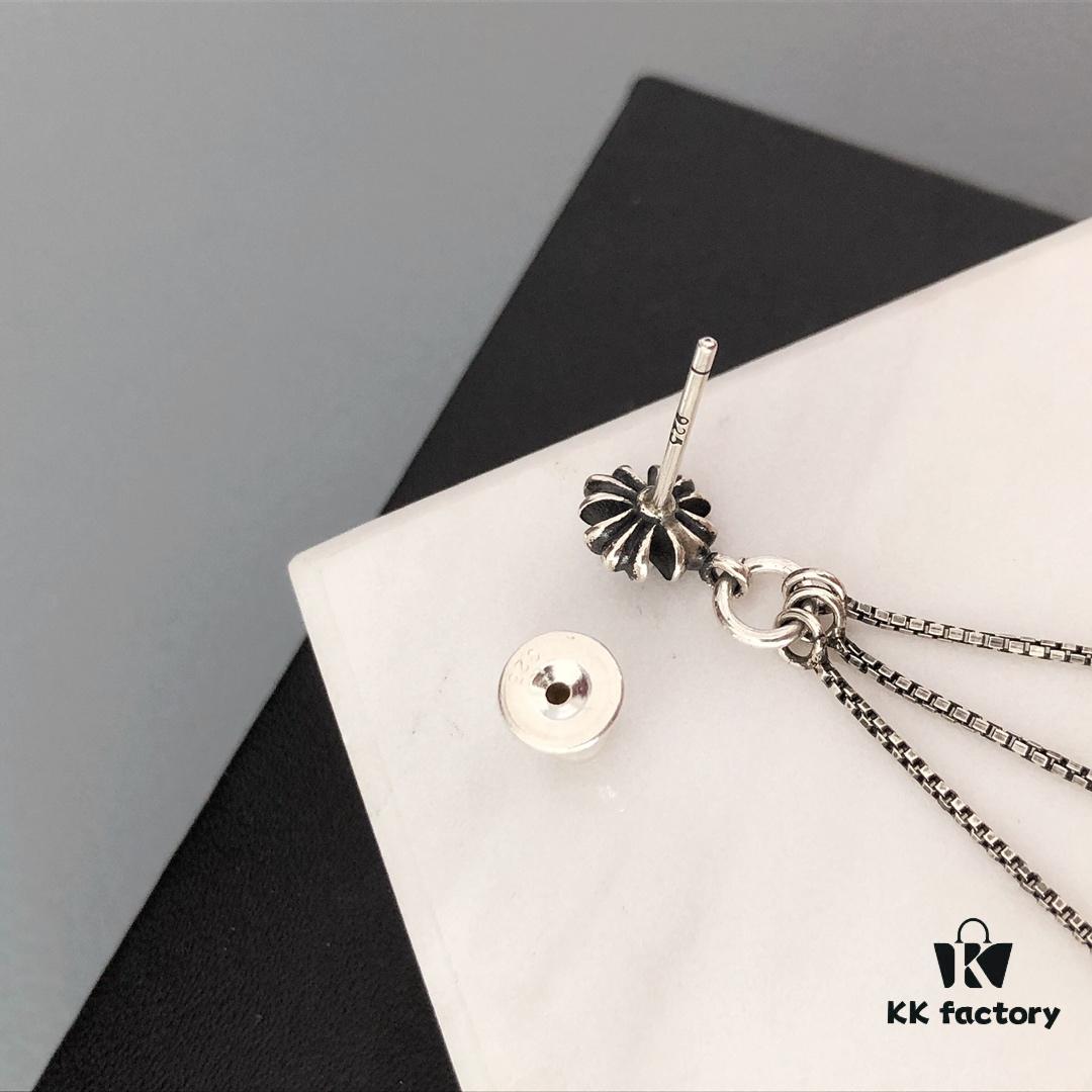 Chrome Hearts JoJo Three-Tassel Stud Earrings! Classic Style! Versatile and Flattering! Made of S925 Sterling Silver! Original Quality!