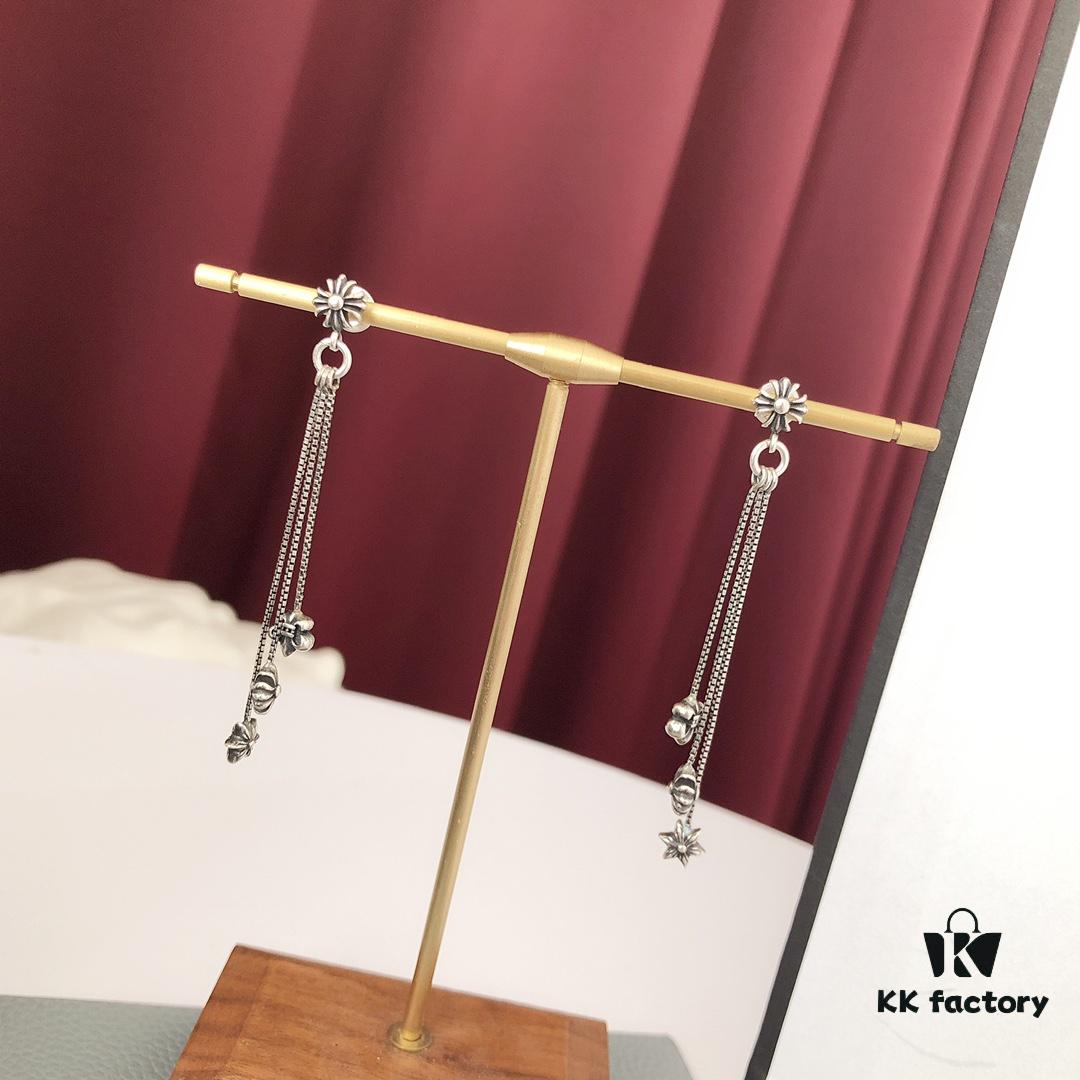 Chrome Hearts JoJo Three-Tassel Stud Earrings! Classic Style! Versatile and Flattering! Made of S925 Sterling Silver! Original Quality!