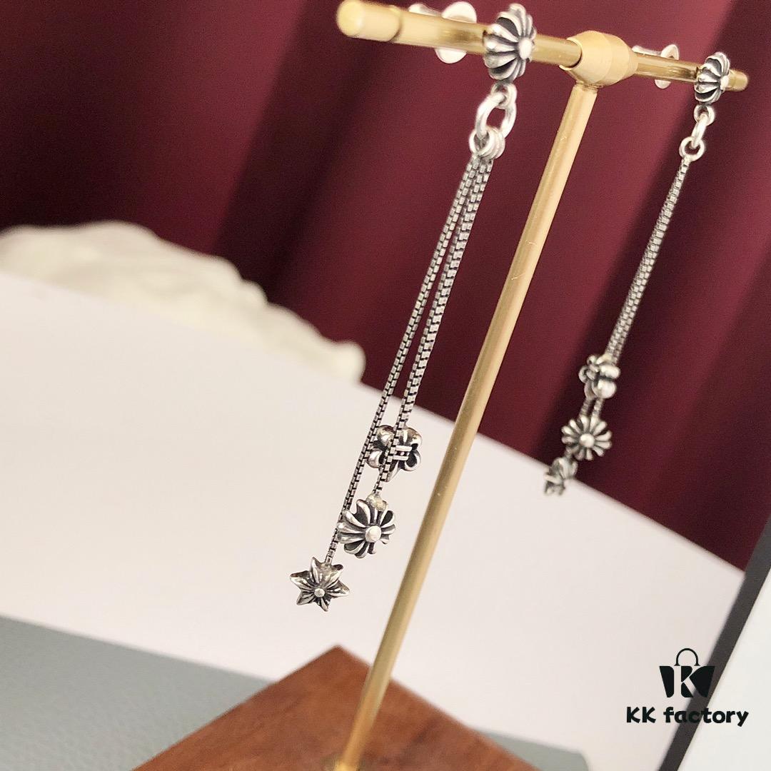 Chrome Hearts JoJo Three-Tassel Stud Earrings! Classic Style! Versatile and Flattering! Made of S925 Sterling Silver! Original Quality!