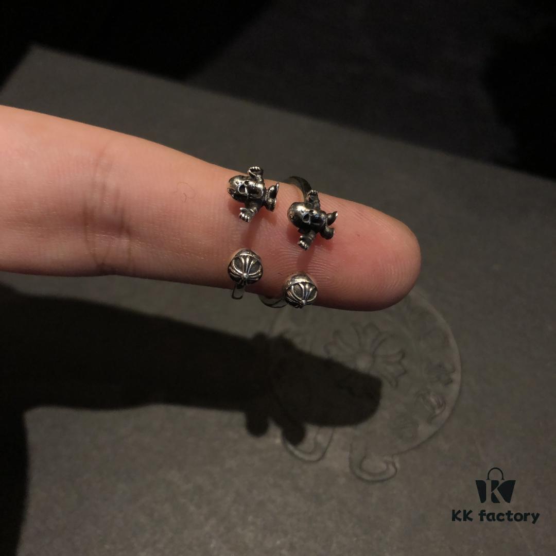 Chrome Hearts Open FOTI Skull Ring with Oxidized Finish