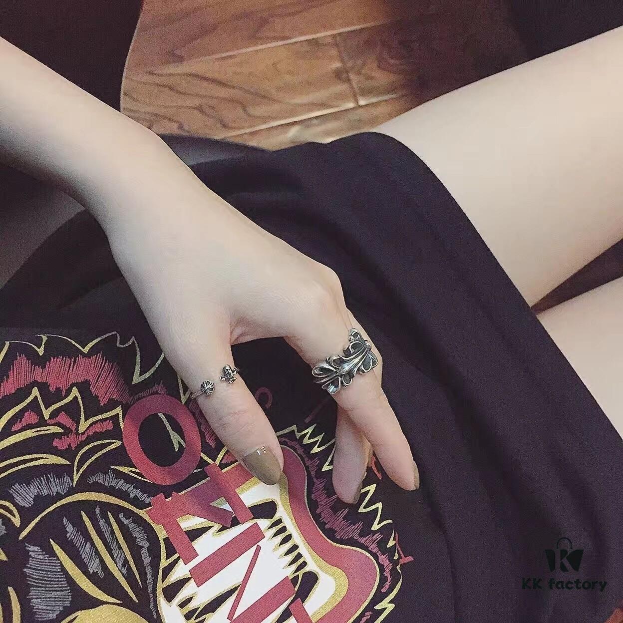 Chrome Hearts Open FOTI Skull Ring with Oxidized Finish