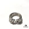 Chrome Hearts Double Dragon Dog Head Ring with Adjustable Open Design and Embossed Lettering Details