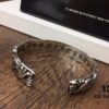 Chrome Hearts Wide Open Bangle Bracelet with Vintage Gothic Cross Design
