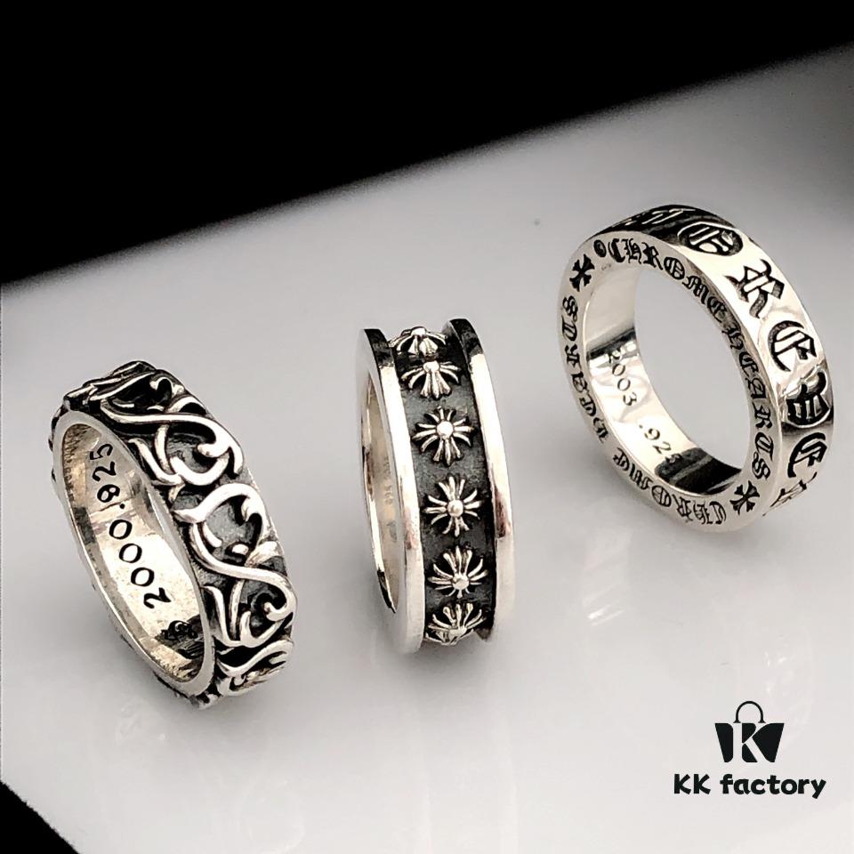 Three Classic Chrome Hearts Rings