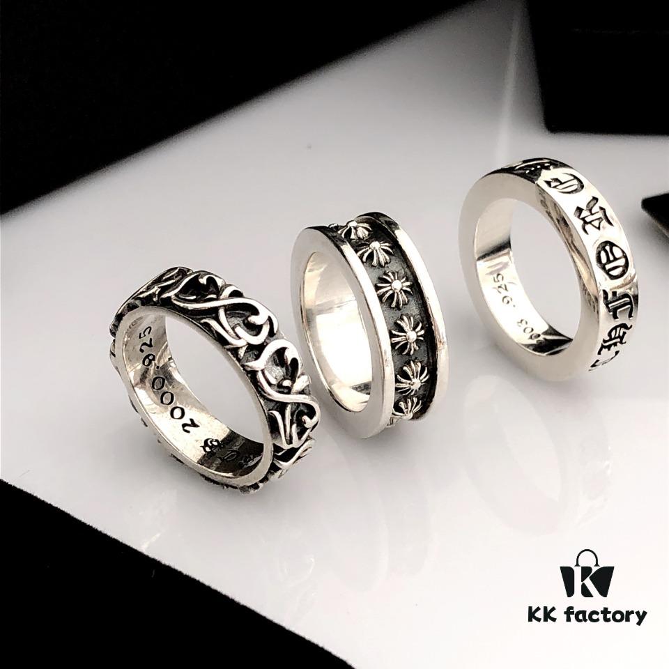Three Classic Chrome Hearts Rings